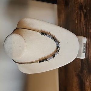 Stella & Dot | Blue Grey & Vintage Gold Elegant Spike Renegade Necklace